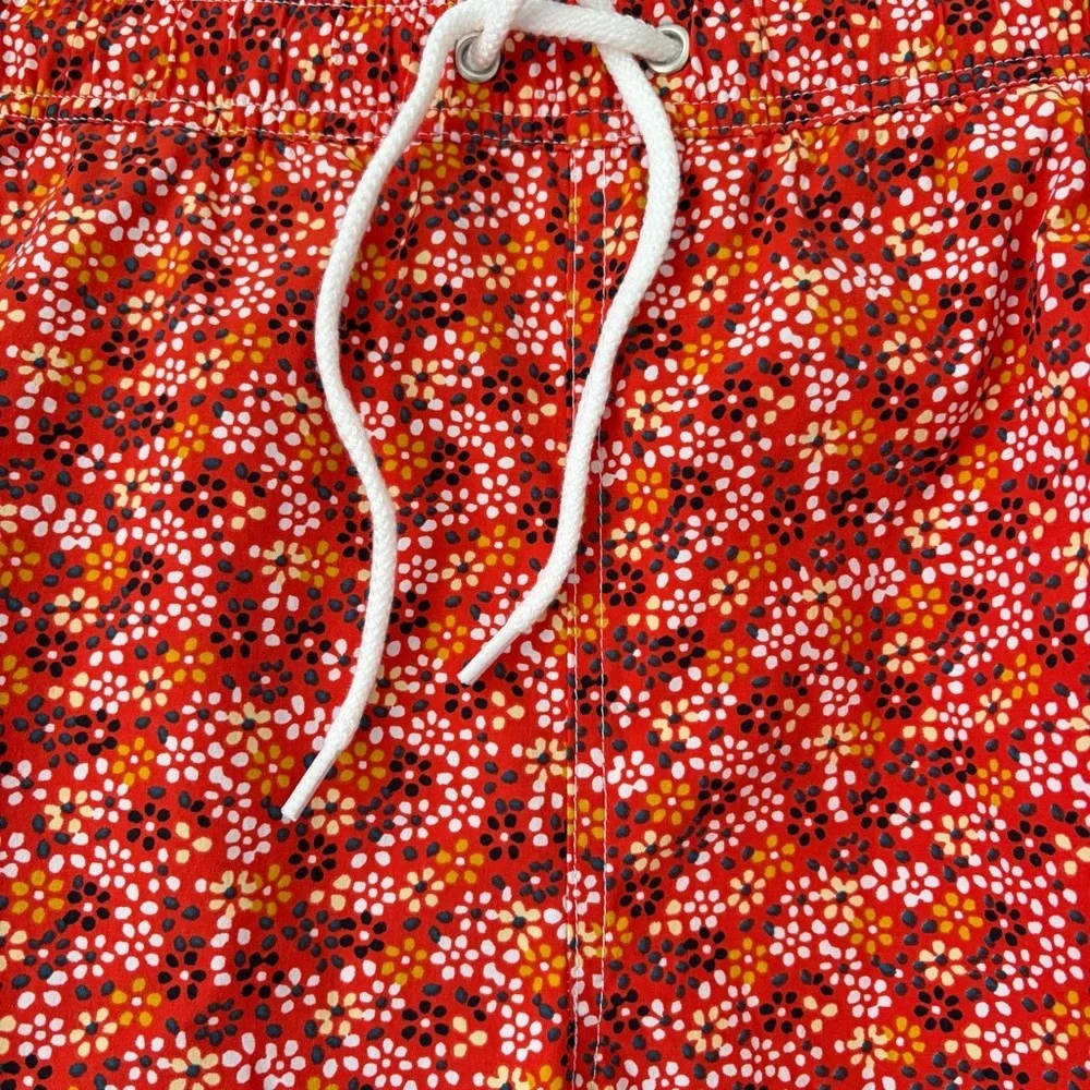 J. Crew Sz XXL Vibrant Red and White Swim Trunks Elastic/Draw String, Lining